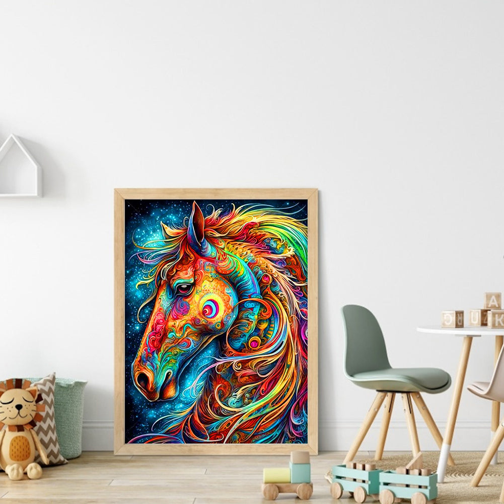 Colorful Horse - Full 11CT Stamped Cross Stitch 40x55CM - Huacan