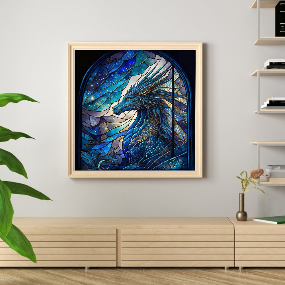 Glass Painting - Dragon - Full 11CT Stamped Cross Stitch 40x40CM - Huacan