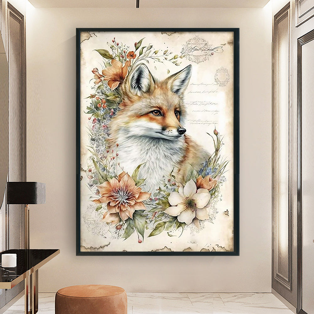 Vintage Poster - Fox - Full 11CT Stamped Cross Stitch 40x60CM - Huacan