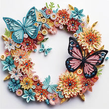 Load image into Gallery viewer, Butterfly Wreath Quilling Art 30*30CM(Canvas) Partial Special Shaped Drill Diamond Painting