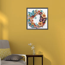 Load image into Gallery viewer, Butterfly Wreath Quilling Art 30*30CM(Canvas) Partial Special Shaped Drill Diamond Painting