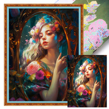 Load image into Gallery viewer, Huancan - Girl With Flowers - 50*65CM 11CT 3 Stamped Cross Stitch
