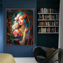 Load image into Gallery viewer, Huancan - Girl With Flowers - 50*65CM 11CT 3 Stamped Cross Stitch