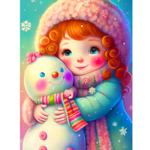 Load image into Gallery viewer, Snowman And Girl 30*40CM(Canvas) Full Round Drill Diamond Painting