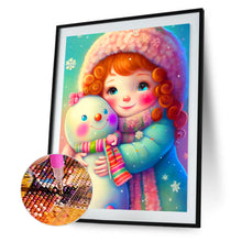Load image into Gallery viewer, Snowman And Girl 30*40CM(Canvas) Full Round Drill Diamond Painting