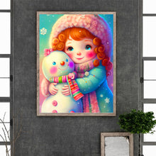 Load image into Gallery viewer, Snowman And Girl 30*40CM(Canvas) Full Round Drill Diamond Painting
