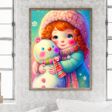 Load image into Gallery viewer, Snowman And Girl 30*40CM(Canvas) Full Round Drill Diamond Painting