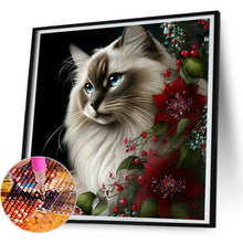 Load image into Gallery viewer, Flowers And Cat 30*30CM(Canvas) Full Round Drill Diamond Painting
