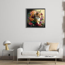 Load image into Gallery viewer, Flowers And Cat 30*30CM(Canvas) Full Round Drill Diamond Painting