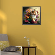 Load image into Gallery viewer, Flowers And Cat 30*30CM(Canvas) Full Round Drill Diamond Painting