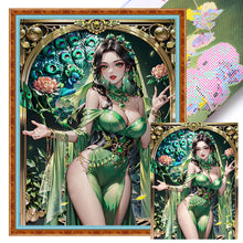 Load image into Gallery viewer, Yishu - Peacock Girl - 50*65CM 11CT 3 Stamped Cross Stitch