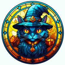 Load image into Gallery viewer, Glass Halloween Black Cat 50*50CM(Canvas) Full Round Drill Diamond Painting