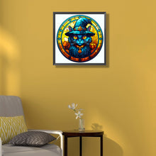 Load image into Gallery viewer, Glass Halloween Black Cat 50*50CM(Canvas) Full Round Drill Diamond Painting