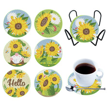 Load image into Gallery viewer, Diamond DIY Coasters with Holder Diamond Art Coaster (Sunflower Gnome 6PCS)