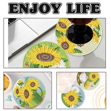 Load image into Gallery viewer, Diamond DIY Coasters with Holder Diamond Art Coaster (Sunflower Gnome 6PCS)