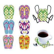 Load image into Gallery viewer, 6PCS Diamond Painting Art Coasters with Holder Wooden (Beach Holiday)