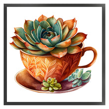 Load image into Gallery viewer, DIY - Teacup Succulents - 50*50CM 11CT 3 Stamped Cross Stitch