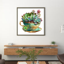 Load image into Gallery viewer, DIY - Teacup Succulents - 50*50CM 11CT 3 Stamped Cross Stitch