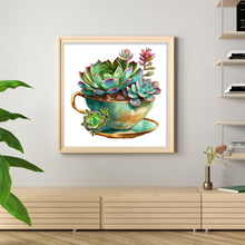 Load image into Gallery viewer, DIY - Teacup Succulents - 50*50CM 11CT 3 Stamped Cross Stitch