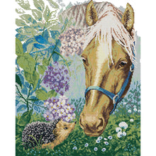 Load image into Gallery viewer, Joy Sunday - Horse And Hedgehog - 40*48CM 14CT 2 Stamped Cross Stitch