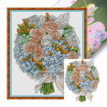 Load image into Gallery viewer, Joy Sunday - Orange Rose Bouquet - 32*36CM 14CT 2 Stamped Cross Stitch