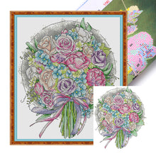 Load image into Gallery viewer, Joy Sunday - Purple Rose Bouquet - 33*36CM 14CT 2 Stamped Cross Stitch