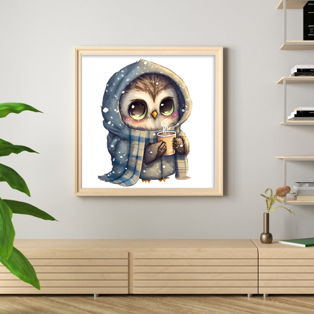 Owl - Full 18CT Stamped Cross Stitch 20x20CM - Huacan