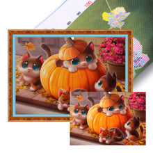 Load image into Gallery viewer, Yishu - Pumpkin Kitten - 55*40CM 11CT 3 Stamped Cross Stitch