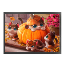 Load image into Gallery viewer, Yishu - Pumpkin Kitten - 55*40CM 11CT 3 Stamped Cross Stitch