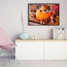 Load image into Gallery viewer, Yishu - Pumpkin Kitten - 55*40CM 11CT 3 Stamped Cross Stitch