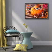 Load image into Gallery viewer, Yishu - Pumpkin Kitten - 55*40CM 11CT 3 Stamped Cross Stitch