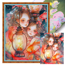 Load image into Gallery viewer, Huancan - Lantern Girl - 50*65CM 11CT 3 Stamped Cross Stitch
