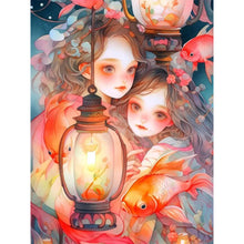 Load image into Gallery viewer, Huancan - Lantern Girl - 50*65CM 11CT 3 Stamped Cross Stitch