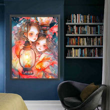 Load image into Gallery viewer, Huancan - Lantern Girl - 50*65CM 11CT 3 Stamped Cross Stitch