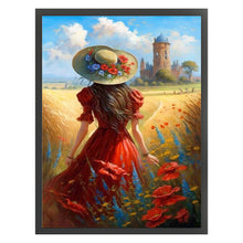 Load image into Gallery viewer, Huancan - Girl With Poppies In The Manor (Back View) - 40*55CM 11CT 3 Stamped Cross Stitch