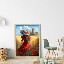 Load image into Gallery viewer, Huancan - Girl With Poppies In The Manor (Back View) - 40*55CM 11CT 3 Stamped Cross Stitch