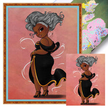 Load image into Gallery viewer, Yishu - Silver-Haired, Dark-Skinned Woman - 40*53CM 11CT 3 Stamped Cross Stitch