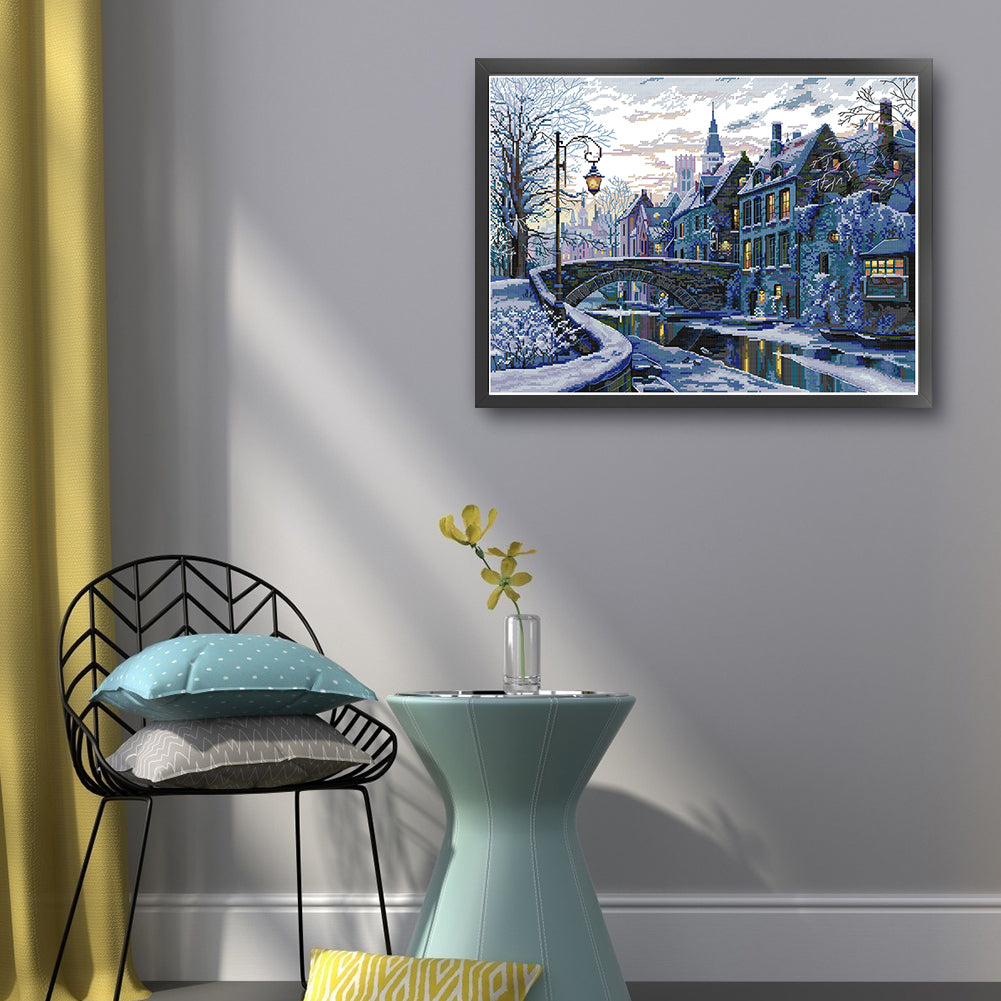 Winter Night - Full 14CT Counted Cross Stitch 54x43CM - Joy Sunday Backstitch