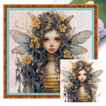 Load image into Gallery viewer, Huancan - Bee Girl - 50*50CM 11CT 3 Stamped Cross Stitch