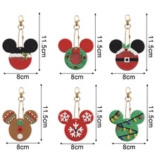 Load image into Gallery viewer, Christmas Full Drill Keyring Double Sided Special Shape (6pcs Xmas Mickey Mouse)