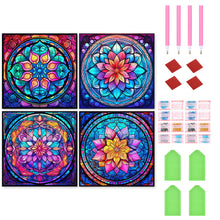 Load image into Gallery viewer, 4PCS Mandala Glass Painting 30*30CM(Canvas) Full Round Drill Diamond Painting