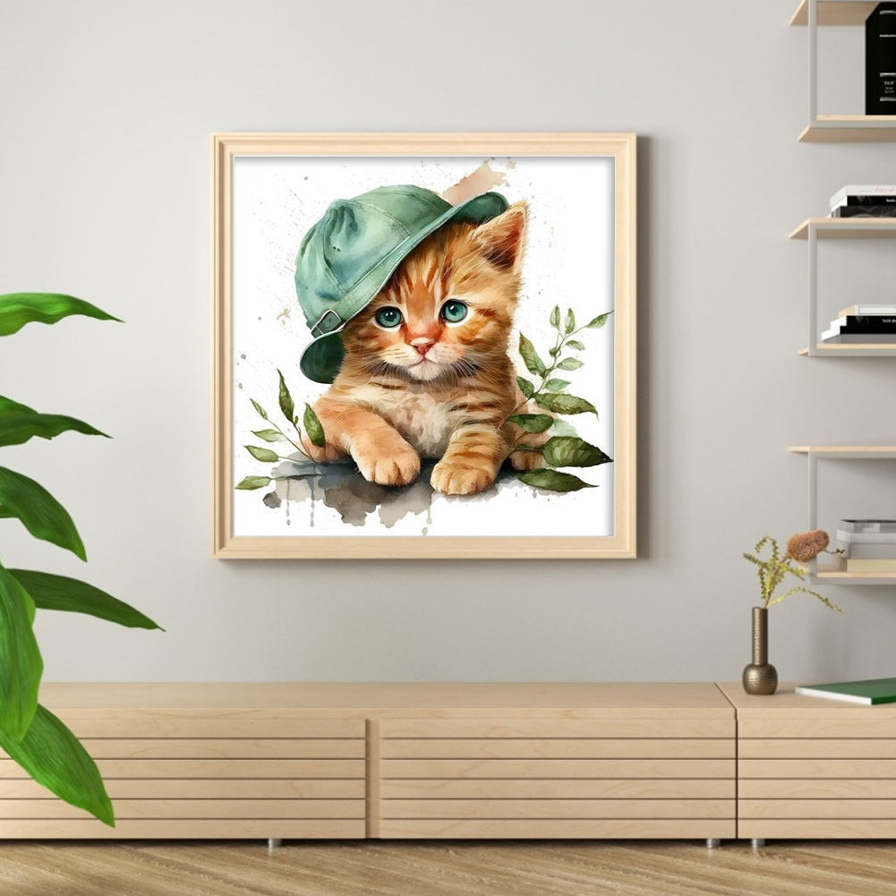 Cat - Full 18CT Stamped Cross Stitch 20x20CM - Huacan