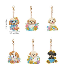 Load image into Gallery viewer, 6PCS Double Sided Special Shape Diamond Art Keyring (Puppy)