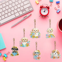 Load image into Gallery viewer, 6PCS Double Sided Special Shape Diamond Art Keyring (Puppy)