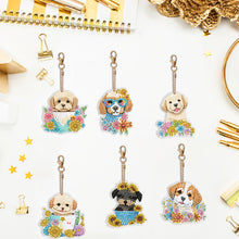 Load image into Gallery viewer, 6PCS Double Sided Special Shape Diamond Art Keyring (Puppy)