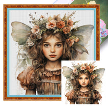 Load image into Gallery viewer, Yishu - Girl With Flowers And Butterflies - 50*50CM 11CT 3 Stamped Cross Stitch