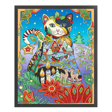 Load image into Gallery viewer, Yishu - Cat With Flowers And Plants - 45*55CM 11CT 3 Stamped Cross Stitch