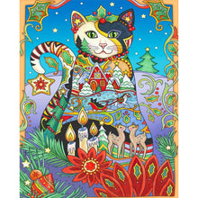 Load image into Gallery viewer, Yishu - Cat With Flowers And Plants - 45*55CM 11CT 3 Stamped Cross Stitch