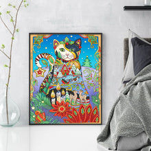 Load image into Gallery viewer, Yishu - Cat With Flowers And Plants - 45*55CM 11CT 3 Stamped Cross Stitch