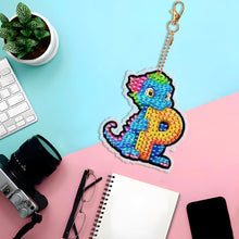 Load image into Gallery viewer, Dinosaur Letters P Double Sided Special Shape Diamond Painting Keychain Pendant